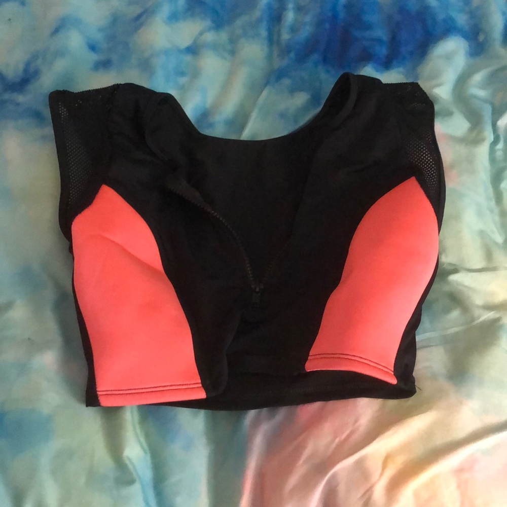 Black and pink rash guard/ swimsuit top!